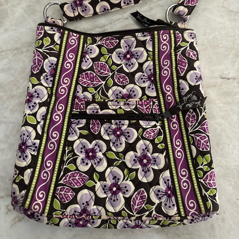Vera Bradley Purple and Green Floral Crossbody Bag